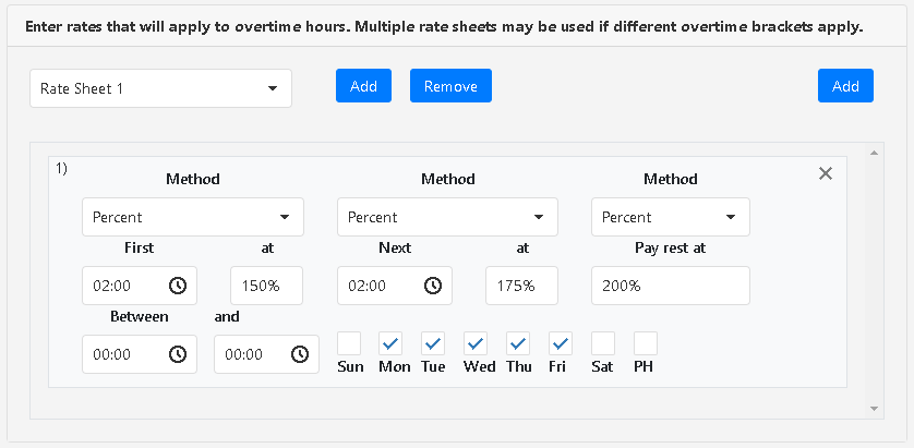 rate sheets clockon