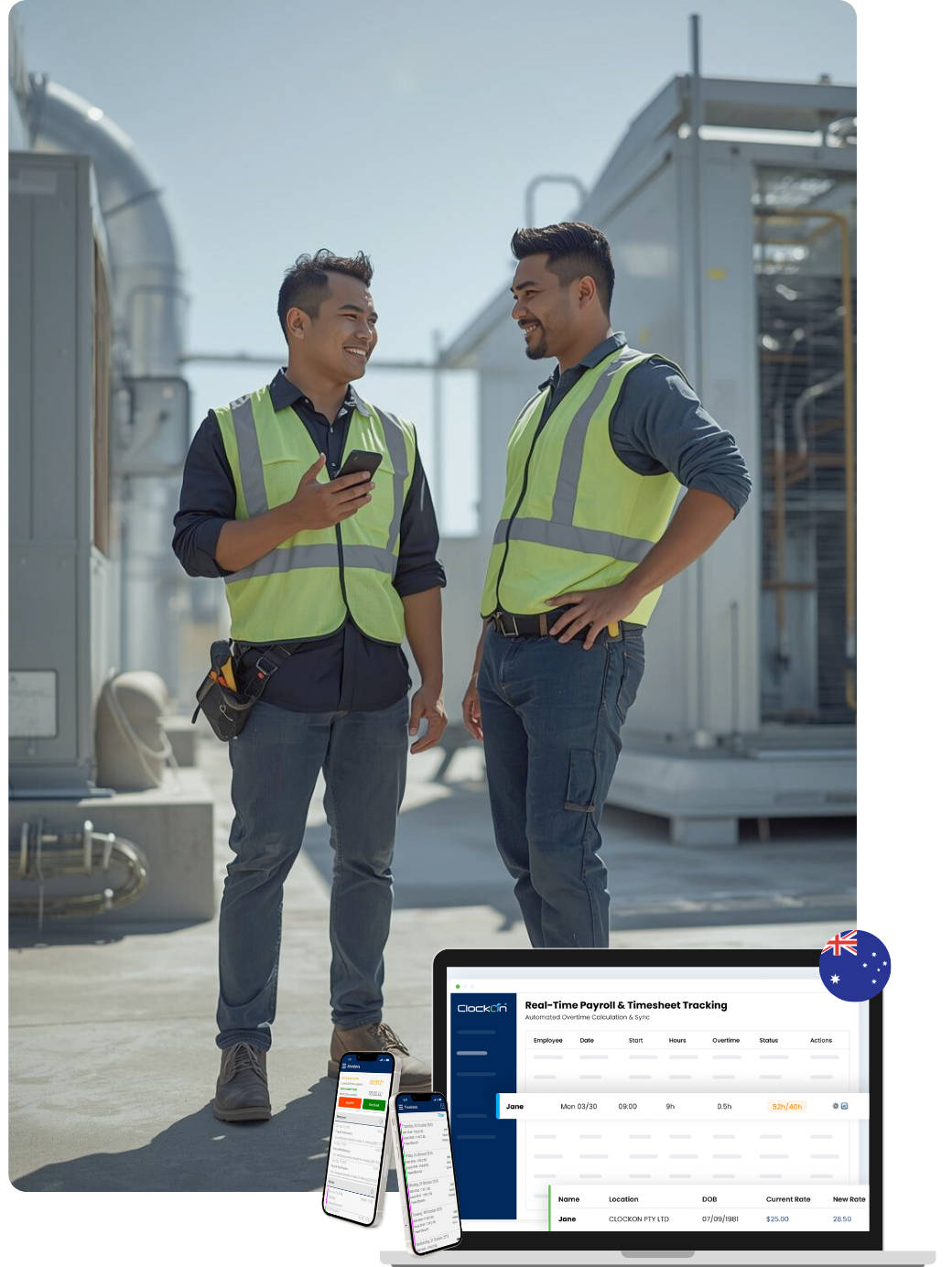 HVAC tradies with clockon software HVAC tradies with clockon software