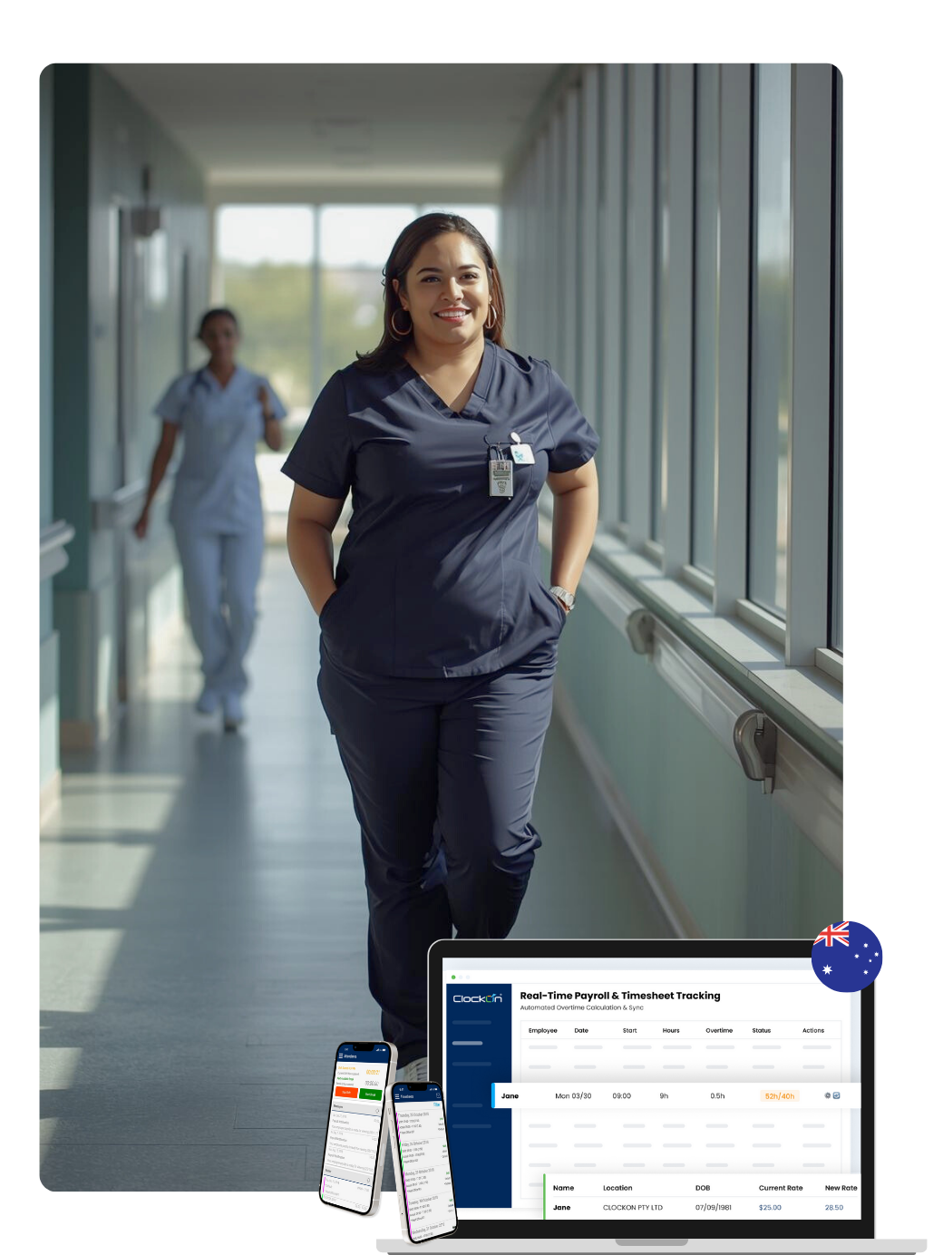 hospital nurse onsite with clockon software