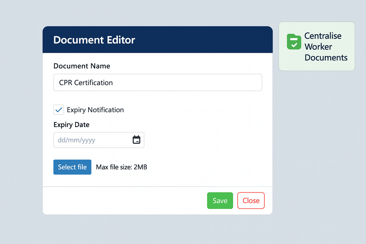 new document editor screenshot