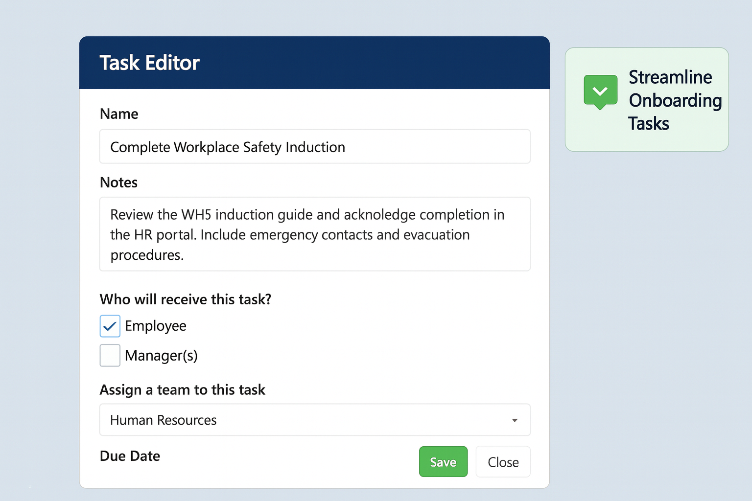 streamline onboarding tasks